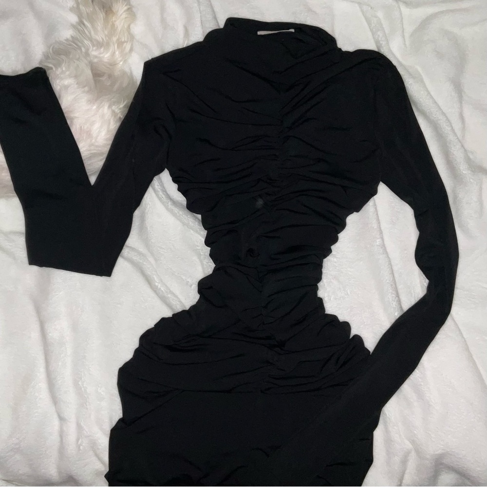 Elegant ZARA Black Ruched Dress